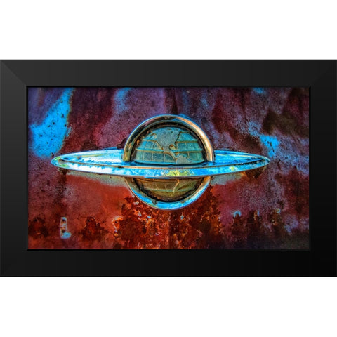 Planet Emblem Black Modern Wood Framed Art Print by Lee, Rachel