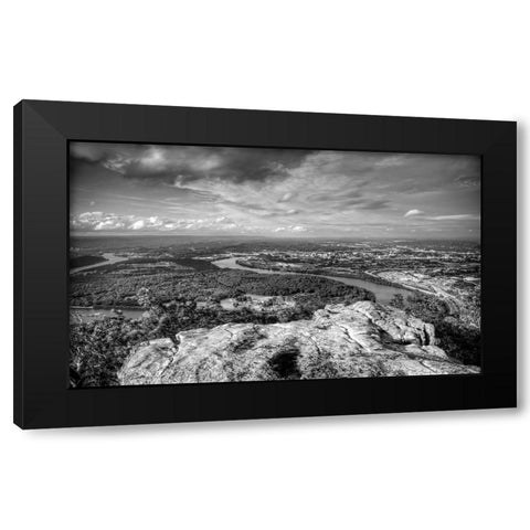 Point Rock View BW Black Modern Wood Framed Art Print with Double Matting by Lee, Rachel
