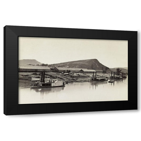 Quartermasters Landing 1863 Black Modern Wood Framed Art Print with Double Matting by Lee, Rachel