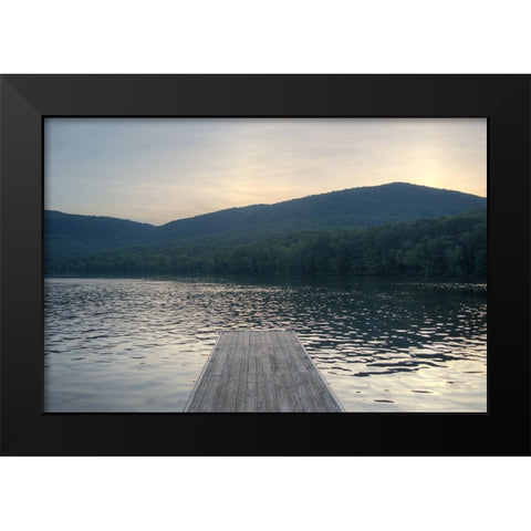 Raccoon Pier Black Modern Wood Framed Art Print by Lee, Rachel