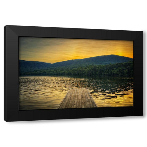 Raccoon Pier Sunglow Black Modern Wood Framed Art Print by Lee, Rachel