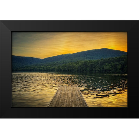 Raccoon Pier Sunglow Black Modern Wood Framed Art Print by Lee, Rachel