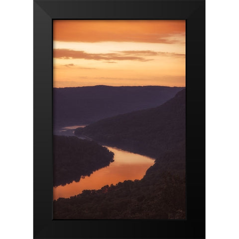 Red Sunrise Black Modern Wood Framed Art Print by Lee, Rachel