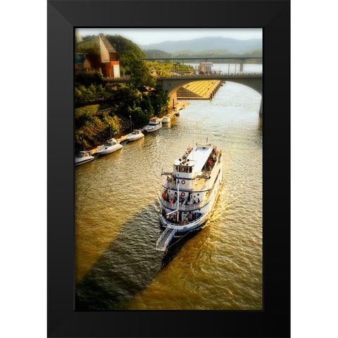 River Boat Cruise Black Modern Wood Framed Art Print by Lee, Rachel