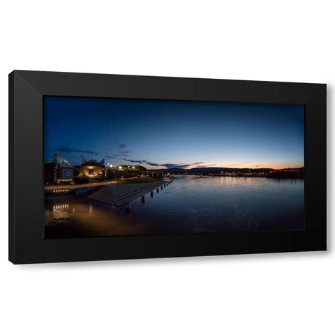 River Downtown at Night Panorama Black Modern Wood Framed Art Print with Double Matting by Lee, Rachel