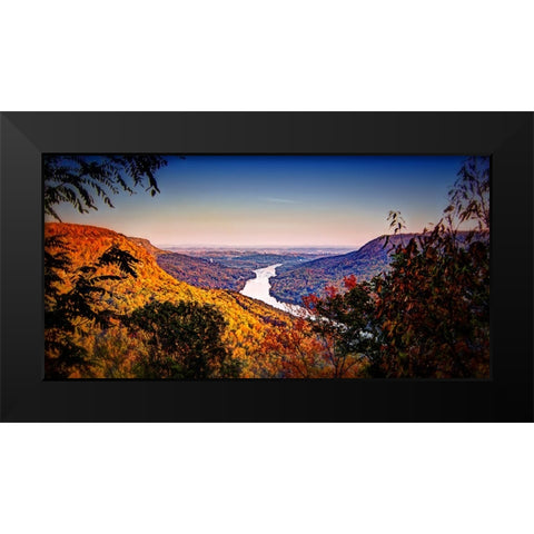 River From Town Black Modern Wood Framed Art Print by Lee, Rachel