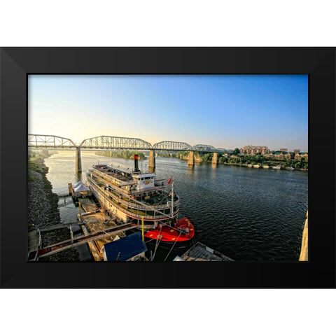 Riverboat From Market Black Modern Wood Framed Art Print by Lee, Rachel