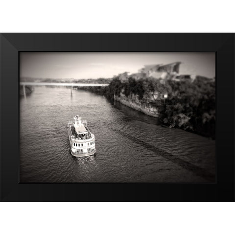 Riverboat Sepia Black Modern Wood Framed Art Print by Lee, Rachel