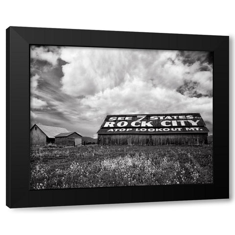 Rock City Barn 2 BW Black Modern Wood Framed Art Print with Double Matting by Lee, Rachel