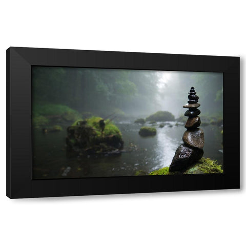 Rocks 7 Black Modern Wood Framed Art Print by Lee, Rachel