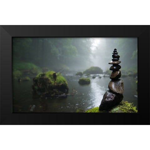 Rocks 7 Black Modern Wood Framed Art Print by Lee, Rachel