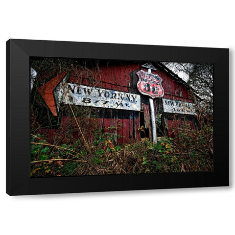 Route 11 Barn Sign Black Modern Wood Framed Art Print with Double Matting by Lee, Rachel