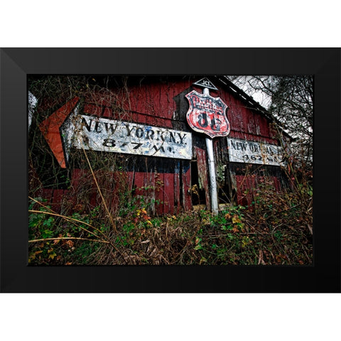 Route 11 Barn Sign Black Modern Wood Framed Art Print by Lee, Rachel