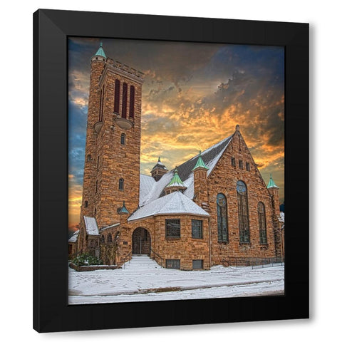 Scenic City 128 Black Modern Wood Framed Art Print with Double Matting by Lee, Rachel