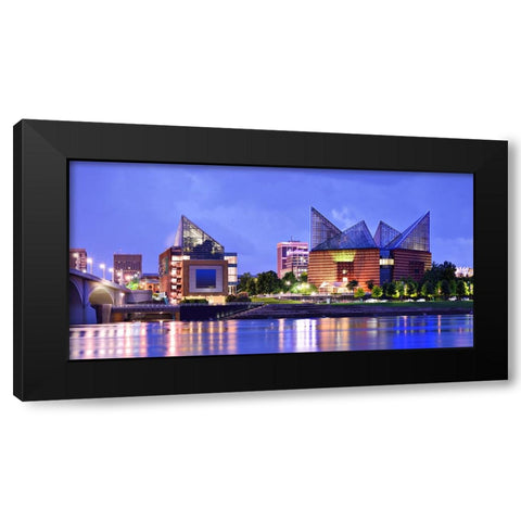 Scenic City 132 Black Modern Wood Framed Art Print with Double Matting by Lee, Rachel
