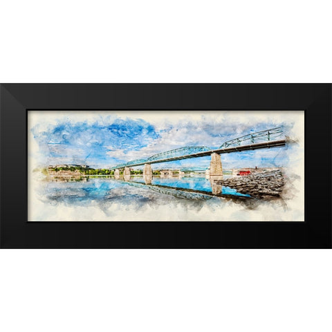 Scenic City 15 Watercolor Black Modern Wood Framed Art Print by Lee, Rachel