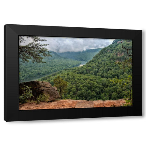 Scenic City 37 Black Modern Wood Framed Art Print with Double Matting by Lee, Rachel