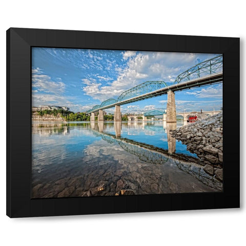 Scenic City 44 Black Modern Wood Framed Art Print with Double Matting by Lee, Rachel