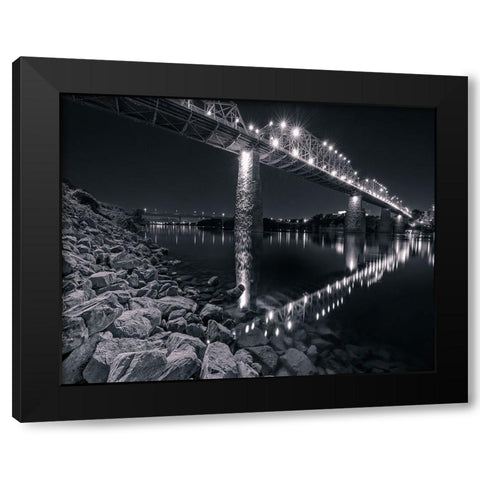 Scenic City 45 Black Modern Wood Framed Art Print with Double Matting by Lee, Rachel