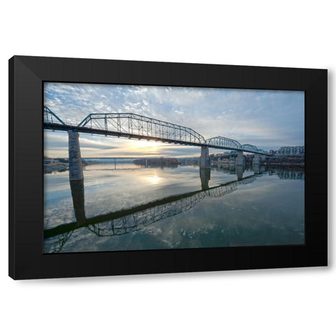 Scenic City 70 Black Modern Wood Framed Art Print with Double Matting by Lee, Rachel