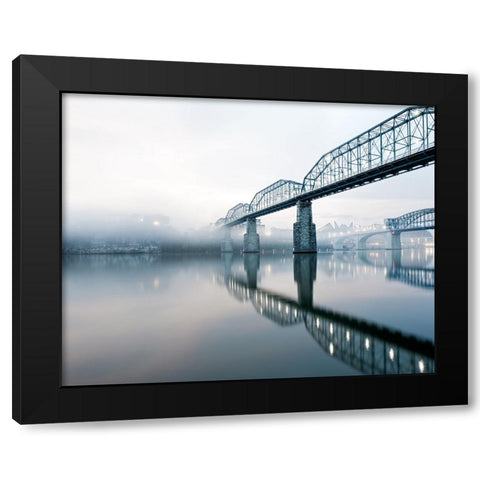 Scenic City 75 Black Modern Wood Framed Art Print with Double Matting by Lee, Rachel