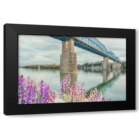 Scenic City 90 Black Modern Wood Framed Art Print with Double Matting by Lee, Rachel