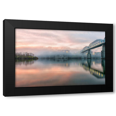 Scenic City 94 Black Modern Wood Framed Art Print with Double Matting by Lee, Rachel