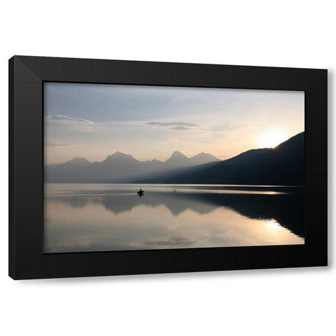 Serene Lake Black Modern Wood Framed Art Print with Double Matting by Lee, Rachel