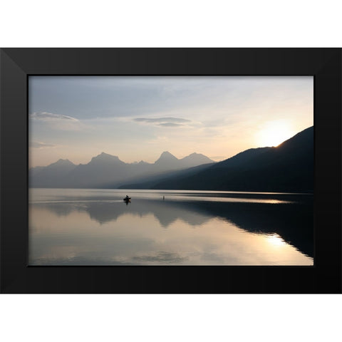 Serene Lake Black Modern Wood Framed Art Print by Lee, Rachel