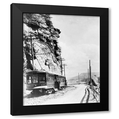 Signal Mountain Street Car Black Modern Wood Framed Art Print with Double Matting by Lee, Rachel