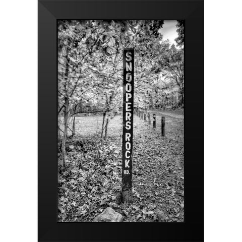Snoopers Rock Road Sign BW Black Modern Wood Framed Art Print by Lee, Rachel