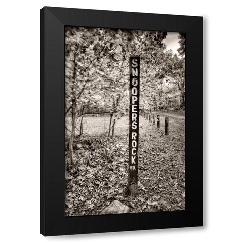 Snoopers Rock Road Sign Sepia Black Modern Wood Framed Art Print with Double Matting by Lee, Rachel