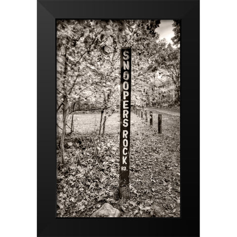 Snoopers Rock Road Sign Sepia Black Modern Wood Framed Art Print by Lee, Rachel