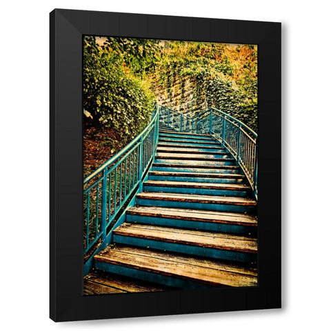 Step Up Textured Black Modern Wood Framed Art Print by Lee, Rachel