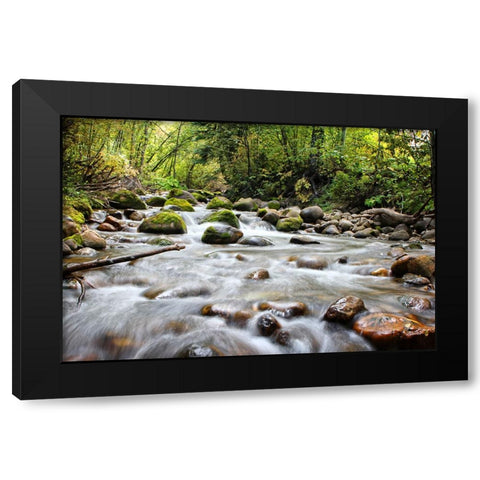 Stream 1 Black Modern Wood Framed Art Print with Double Matting by Lee, Rachel