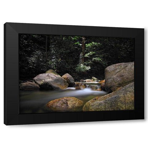 Stream 10 Black Modern Wood Framed Art Print with Double Matting by Lee, Rachel