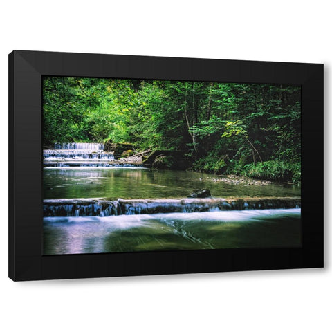 Stream 18 Black Modern Wood Framed Art Print with Double Matting by Lee, Rachel