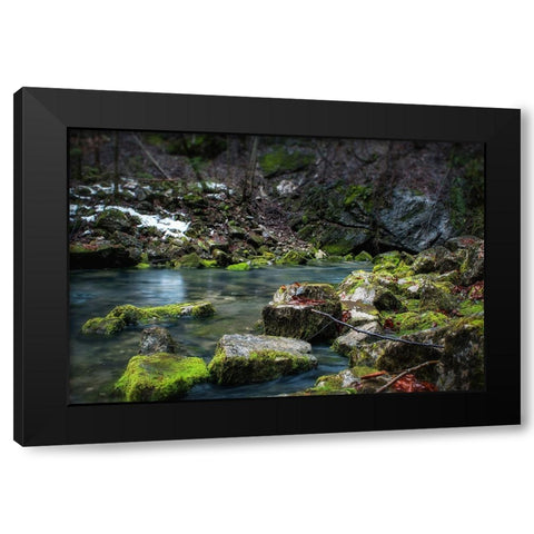 Stream 2 Black Modern Wood Framed Art Print with Double Matting by Lee, Rachel