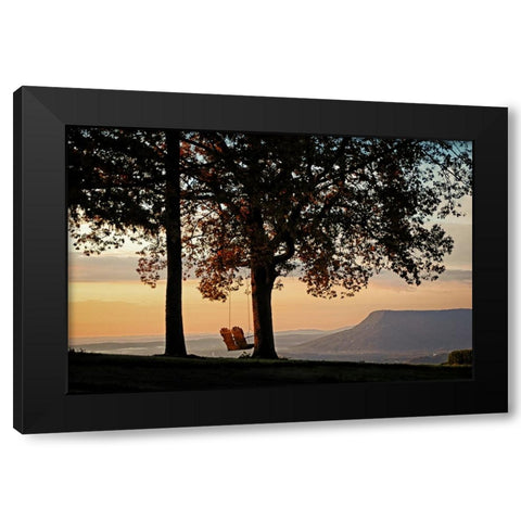 Sunrise Swing Lookout Black Modern Wood Framed Art Print with Double Matting by Lee, Rachel