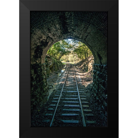 Train Enter Tunnel 1 Black Modern Wood Framed Art Print by Lee, Rachel