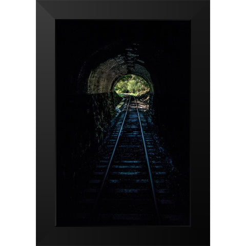 Train Enter Tunnel 2 Black Modern Wood Framed Art Print by Lee, Rachel