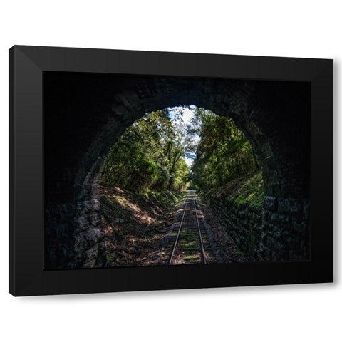 Train Enter Tunnel 3 Black Modern Wood Framed Art Print by Lee, Rachel