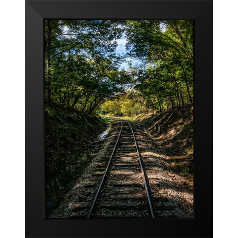 Train Track 2 Black Modern Wood Framed Art Print by Lee, Rachel