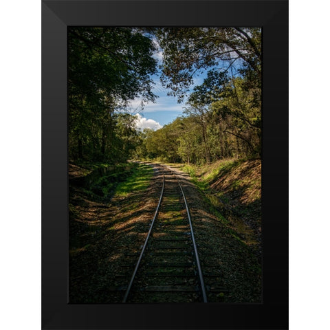 Train Track 3 Black Modern Wood Framed Art Print by Lee, Rachel