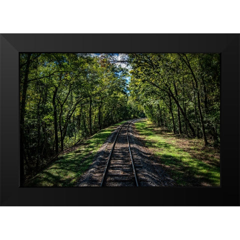 Train Track 5 Black Modern Wood Framed Art Print by Lee, Rachel