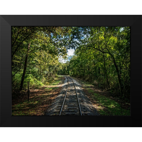 Train Track 6 Black Modern Wood Framed Art Print by Lee, Rachel