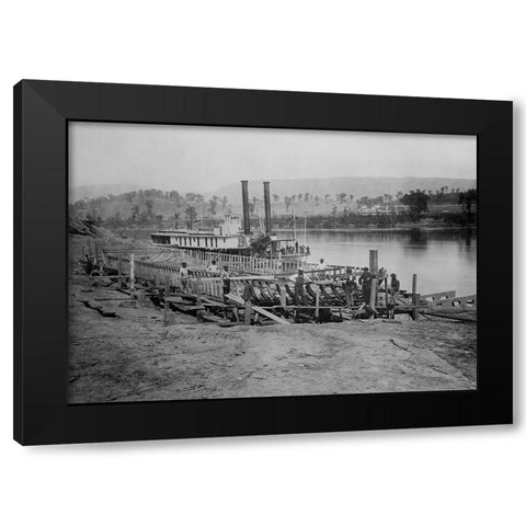 Transport Steamer Building 1864 Black Modern Wood Framed Art Print by Lee, Rachel