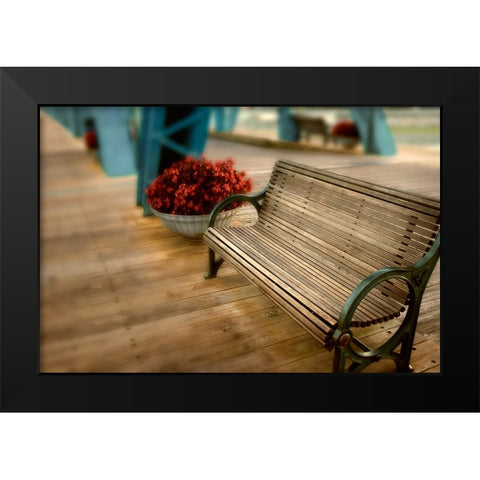 Walnut Bench Glow Black Modern Wood Framed Art Print by Lee, Rachel