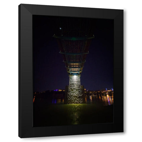 Walnut Bridge Column Night Black Modern Wood Framed Art Print by Lee, Rachel