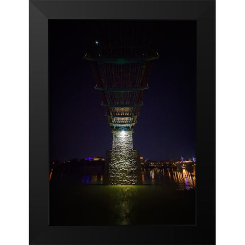 Walnut Bridge Column Night Black Modern Wood Framed Art Print by Lee, Rachel